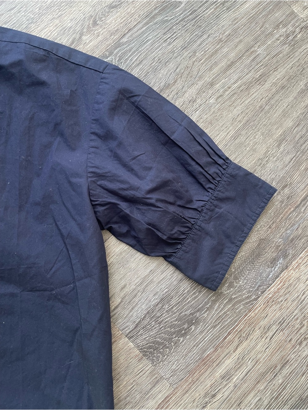 Quince | Organic Cotton Poplin Puff Sleeve Shirt Navy Blue Medium - Picture 4 of 4